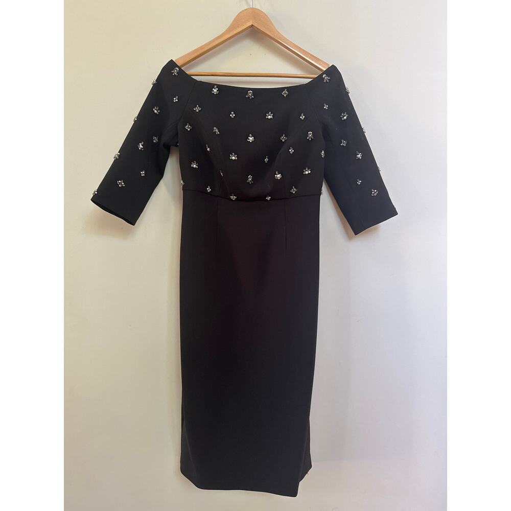 Sachin & Babi NWT Fatima Off-The-Shoulder Midi Dress Size 2 Embellished Classic